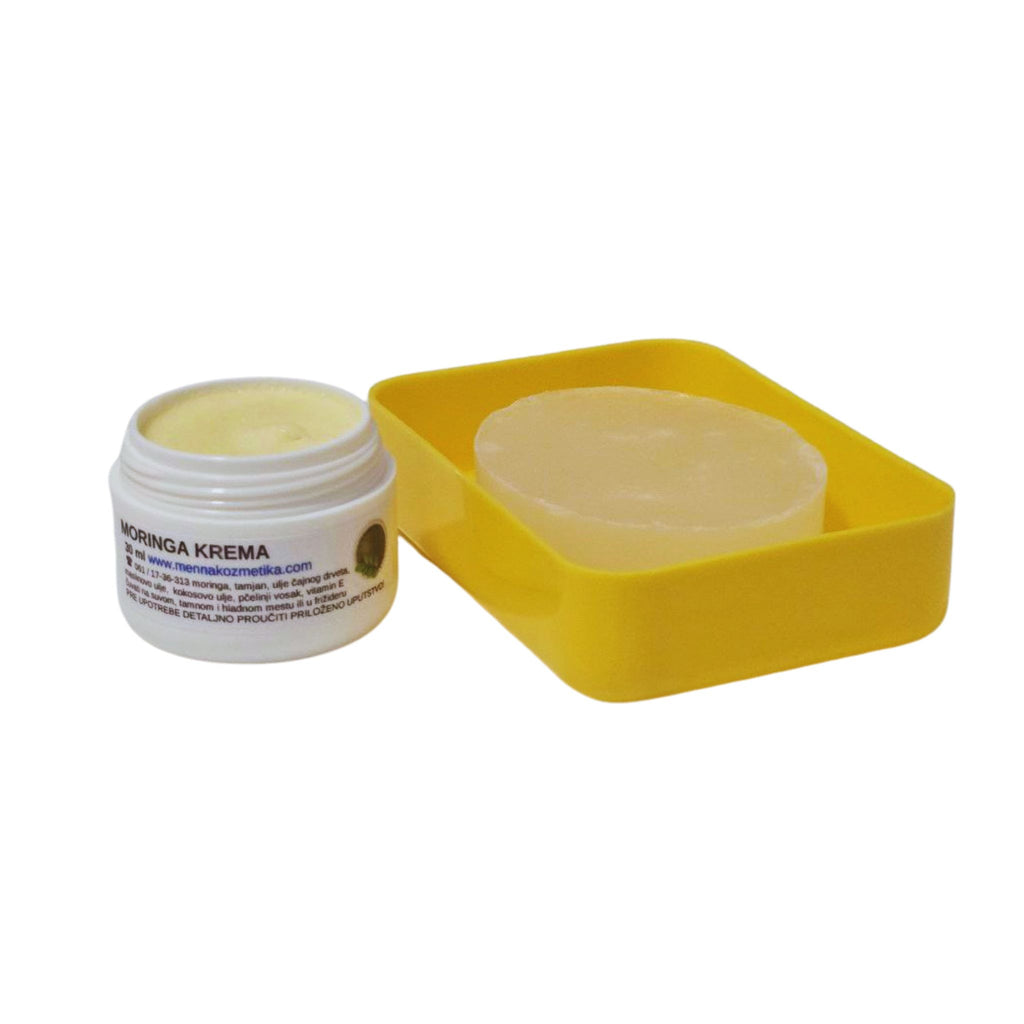 Biljna nega lica protiv akni – Moringa krema i sapun sa čajnim drvetom i moringom
