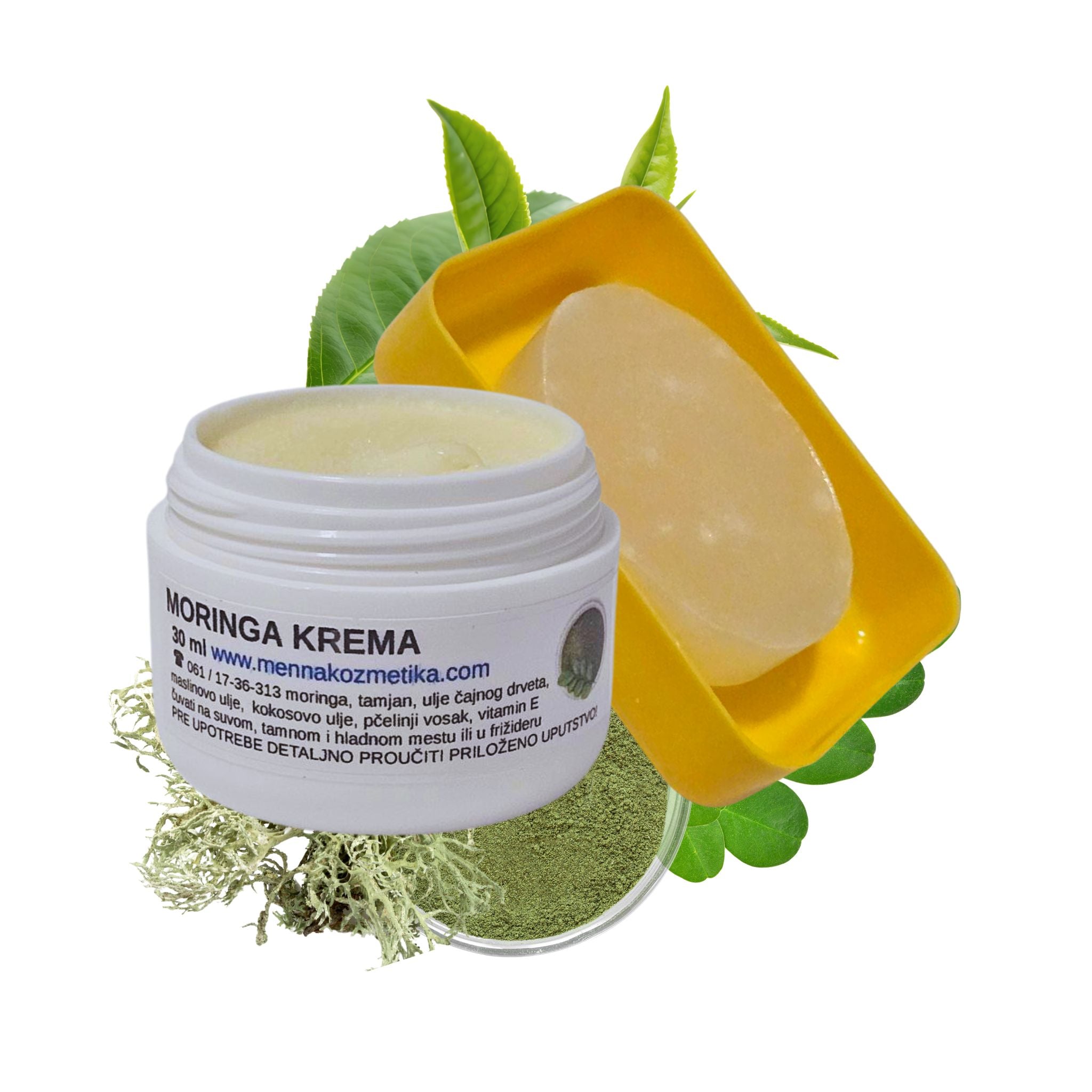 Moringa set – prirodna krema i sapun za lice sa aknama i mitiserima | Menna kozmetika